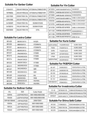 101255000 Blade For Gerber Cutting Machine 255*8*2.35mm